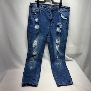 WAX JEAN Women's Distressed Blue Denim Skinny Jeans Size 16‎